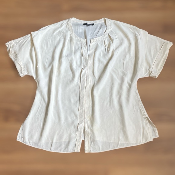 Lafayette 148 Size 14 100% Silk Cream Blouse Career Office - Picture 1 of 11